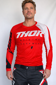 Чоловічий рашгард THOR Downhill ♦ MTB ♦ Велоспорт ♦ Літній рашгард, що дихає, з довгим рукавом ♦ Швидкосохнучий ♦ червоний 2XL