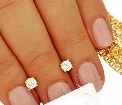 Позолоченные серьги-гвоздики диаметр 4мм позолота (9829)