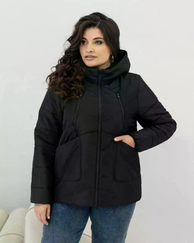 Куртка женская осенняя большого размера UF-Fashion00431-MT 56 черный
