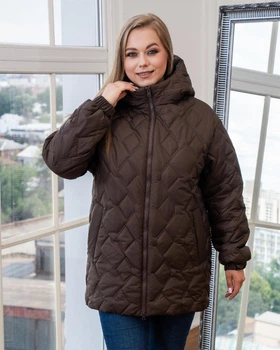 Женская демисезонная куртка большого размера UF-Fashion 00129-mt 58 коричневый