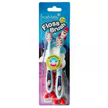 Зубна щітка Brush-baby Flossbrush від 3 до 6 років Ракета 2 шт