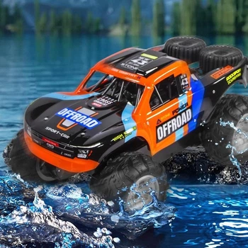 Машинка на радиоуправлении джип вездеход OFFROAD MAX оранжевая амфибия 33 см JJRC Q205