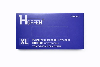 Перчатки нитриловые нестерильные кобальт HOFFEN XL 100 шт/уп.