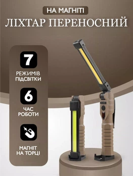 Мультіфункціональний кемпінговий ліхтар BauTech COB PL 380 з магнітом функцією Powerbank різними режимами освітлення