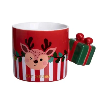 Чашка фарфоровая новогодняя Merry Christmas 400 (мл) Красная Yiwu FM-CS-49R