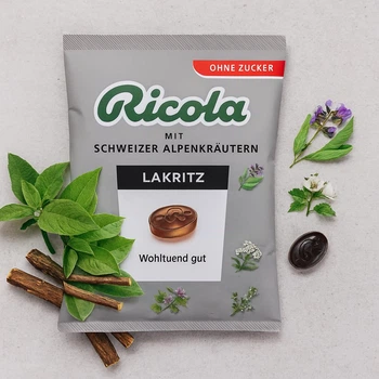 Леденцы Ricola Lakritz с экстрактом лакрицы и альпийских трав 50 г