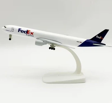 Модель самолета Boeing 777 FedEx Express 1:300, металлическая литая модель грузового авиалайнера 20 см
