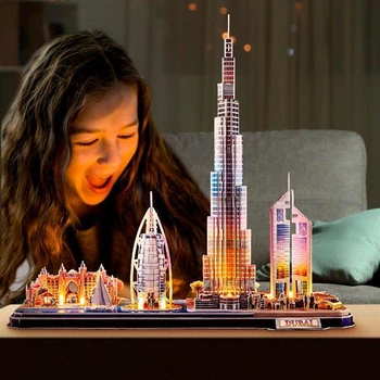 Cubic Fun Трехмерная головоломка-конструктор CITY LINE С LED ПОДСВЕТКОЙ "ДУБАЙ"