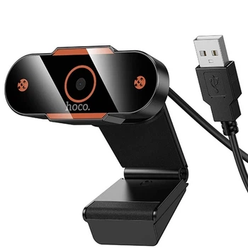 Веб-камера HOCO D101 (1.5м, USB, HD 720p) мікрофон із шумозаглушенням ENC для Windows, MAC, OS, Linux, Android для дому, офісу, навчання Чорний
