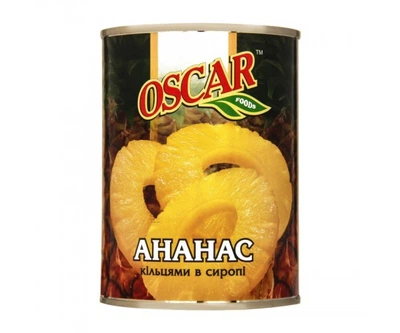 Ананас консервированный кольцами в сиропе TM TM Oscar ж / б 580 g
