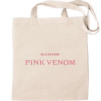 Еко-Сумка для шопінгу Blackpink pink venom logo Бежевий