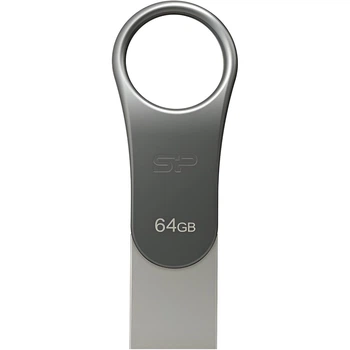 USB флеш-накопитель Silicon Power Mobile C80 64GB USB-A 3.2 Gen 1 / USB-C Silver (SP064GBUC3C80V1S) [134403]