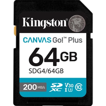 Карта памяти Kingston SDXC Canvas Go! Plus 64GB Class 10 UHS-I U3 V30 (SDG4/64GB) [140291]