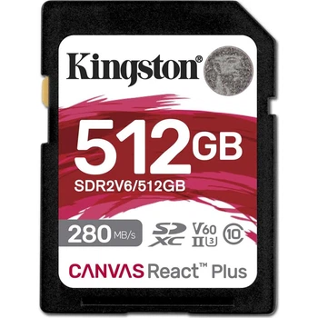 Карта пам'яті Kingston SDXC Canvas React Plus 512GB Class 10 UHS-II U3 V60 (SDR2V6/512GB) [120441]