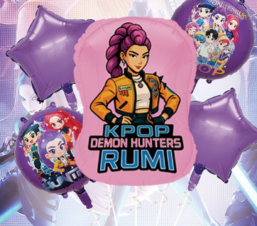 Набор воздушных шаров Кпоп Охотницы на демонов KPop Demon Hunters для праздника 5 шт фонтан букет из шаров (SVS)