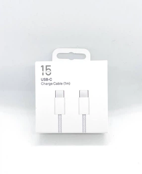 Кабель быстрой зарядки для iPhone 15 16 Type-C to Type-C 1.0 м White