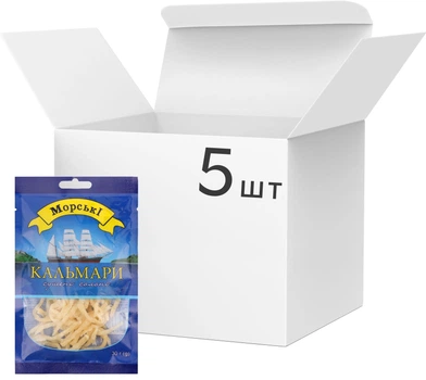 Упаковка рыбных снеков Морські Кальмары 30 г х 5 шт (4823127312490)