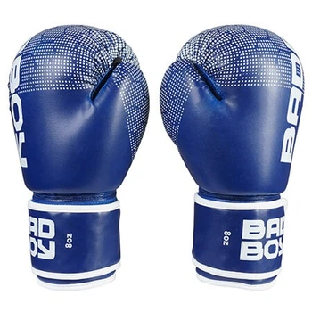 Боксерские перчатки на липучке BadBoy размер 10 oz искусственная кожа синие BB-JR10B