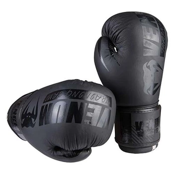 Боксерские перчатки кожаные на липучке размер 12 oz кожа черные VM3215/12BK