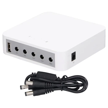 ИБП WGP 13200 mAh (18W max): USB-A (5V/1A), DC (5V/1.5A, 9V/1A, 12V/1.5A, 12V/1.5A, 19V/0.95A) для Wi-Fi роутера и абонентский терминал ONU / Кабель DC/DC (2 шт) / Зарядное устройство / mini UPS