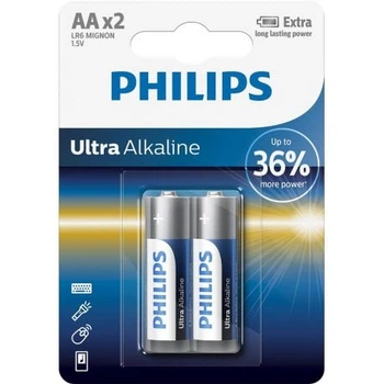 Набор батареек Philips AA Ultra Alkaline Batteries (2 шт) (LR6E2B/10)