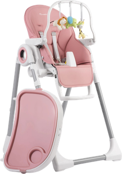 Стільчик для годування зі столиком Nukido Belo з дугою і іграшками рожевий (5903890613532)