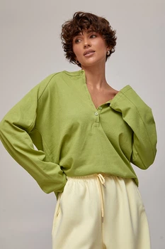 Вільний лонгслів з гудзиками на горловині Lurex Салатовий One Size (30936)