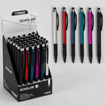 Ручка автоматическая Scholar Caution 901/М 45652 Vinson 0,7мм, масляная шариковая синяя, цена за 1штуку (6900077456523)
