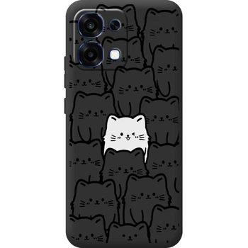 Силиконовый Черный Чехол с Картинкой для Oppo A6 Pro Принт (Кошки) (70368-ysb013)