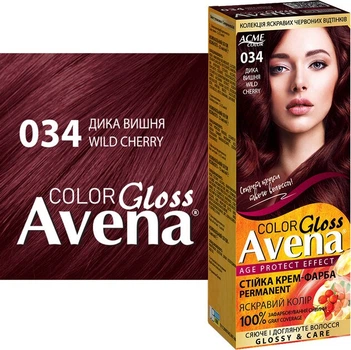 Стойкая крем-краска для волос Avena Color Gloss 034 Дикая вишня 138 мл (4823115502681)