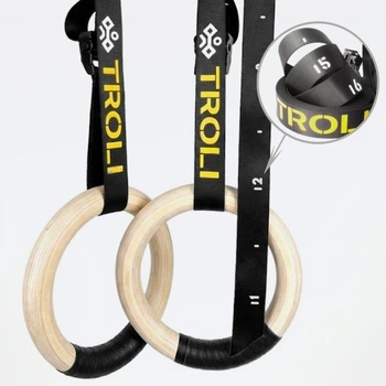 Гимнастические деревянные кольца Troli Wooden Rings with Slings Num 4,5 метра х 25мм 28мм