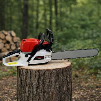 Бензопила цепная с шиной 18 дюймов Chain Saw 5200, мощная двухтактная бензиновая пила с автоматической смазкой цепи и антивибрационной системой для дров, садовых и строительных работ, CSMS-164
