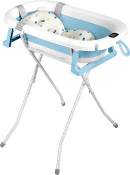 Wanienka dla dzieci Ricokids RK-287 skladana ze stelazem termometrem i wkladka Bialo-niebieska (5903890629229)