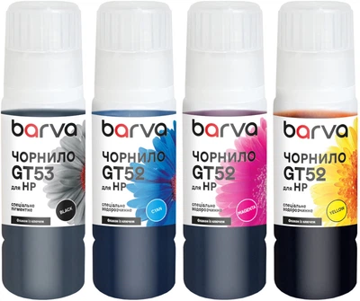 Комплект чорнила Barva для HP GT53/GT52 Special Pigmented/Water Soluble OneKey (1K) 4x70 мл BK/C/M/Y (HGT53-070-MP)