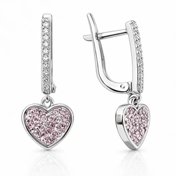 Серьги серебряные Сердце с россыпью Silver Style (212012.15 sku:2300104023997)