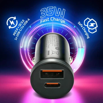 Автомобильная USB зарядка everActive CC-30Q, 12-24V, AFC/QC3.0/PD 35W, USB-A+USB-C, Box