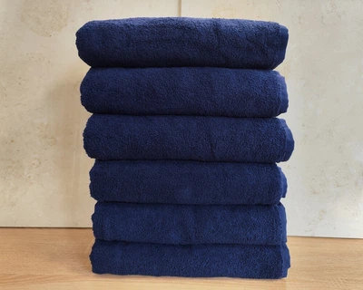 Набор турецких махровых однотонных полотенец Zeron 6 штук 70х140 Dark Blue плотность 500 г/м2