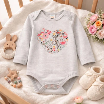 Детский боди с длинным рукавом для девочки Disney Baby 62-68 см (2-6М) серый