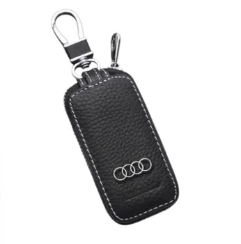 Чехол ключа Audi черный кожаный (ключница)