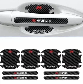 Защитные плёнки дверных ручек Hyundai 8шт (4 наклейки под ручки+4 на ручки) силикон карбон