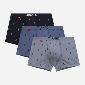 Набор трусов боксеров мужских хлопковых Atlantic 3MH-227 DEN/GRA/SZAC 2XL 3 шт Серый/Синий/Черный (5907086023761)