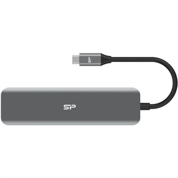 Порт-репликатор Silicon Power Docking Station USB-C 7-in-1 Boost SU20 Silver Aluminum (SPU3C07DOCSU200G)