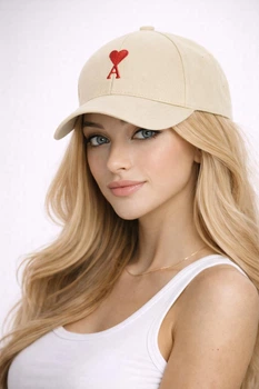 Молодіжна кепка з вишивкою Амі (Ami) One-size 54-57см Бежевий