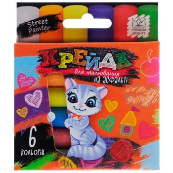 Мел DankoToys для рисования на асфальте тонкая 6 штук MEL-02-01U