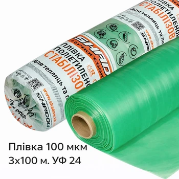 Пленка 100 мкм 3х100 м УФ 24 Зеленая полиэтиленовая для теплиц пуф0022