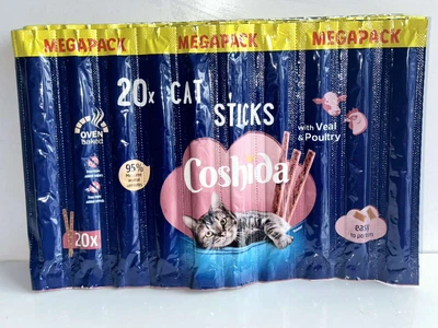 Ласощі для кішок Coshida MEGAPACK with Veal and Poultry, м'ясні палички з телятиною та птицею 1 блістер (20 паличок)