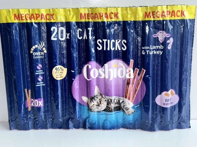Ласощі для кішок Coshida MEGAPACK with Lamb and Turkey, м'ясні палички з ягнятком та індичкою 1 блістер (20 паличок)