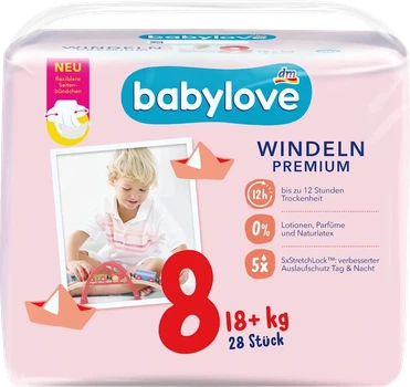 Підгузки Babylove Premium - розмір 8 (18+ кг), 28 шт.