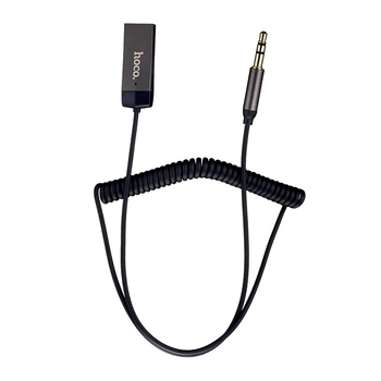 Bluetooth-ресивер Hoco E78 Benefit Metal Gray с кабелем 3.5 мм для автомобилей