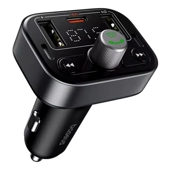 FM-трансмиттер Baseus S-09 Pro Series с быстрой зарядкой USB Type-A и USB Type-C черный